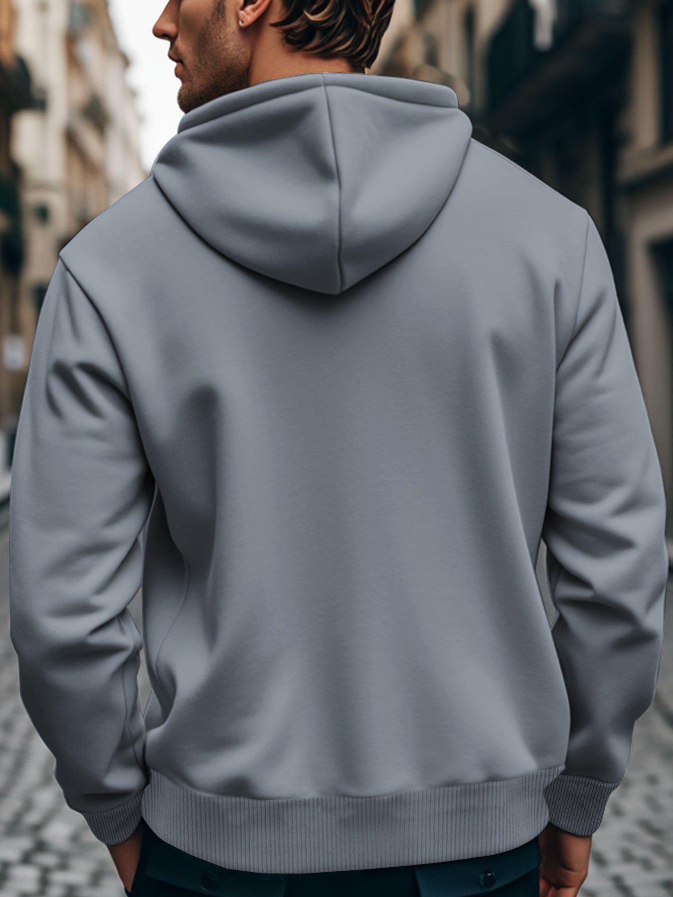 Hoodie Solid Color Long Sleeve Men Sweatshirts