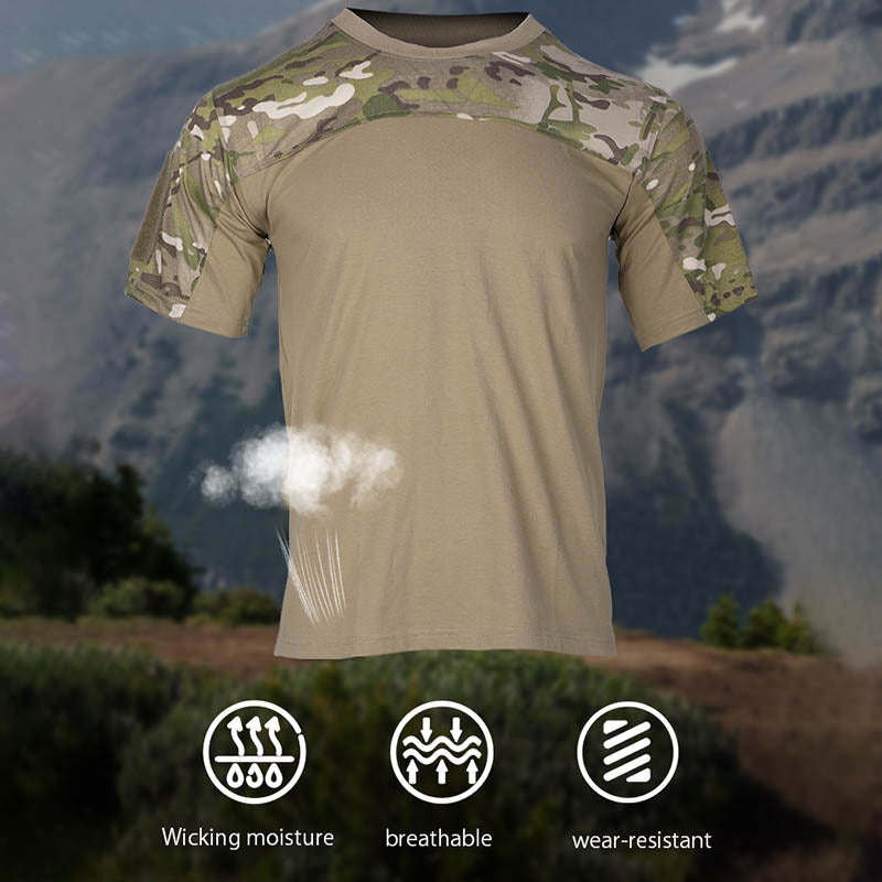 Crew-neck camo short sleeve t-shirt, combat tactical t-shirts