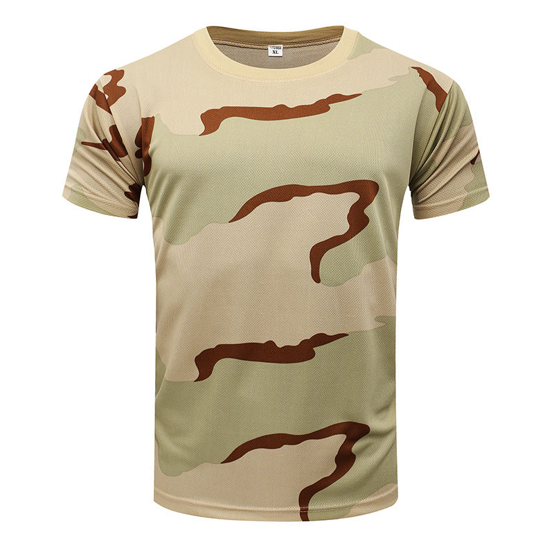 Camuflagem de camiseta de treinamento de mangas curtas de mangas curtas