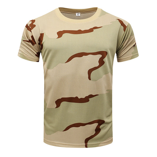 Camufla de camuflaje Camiseta de entrenamiento de secado rápido de manga corta