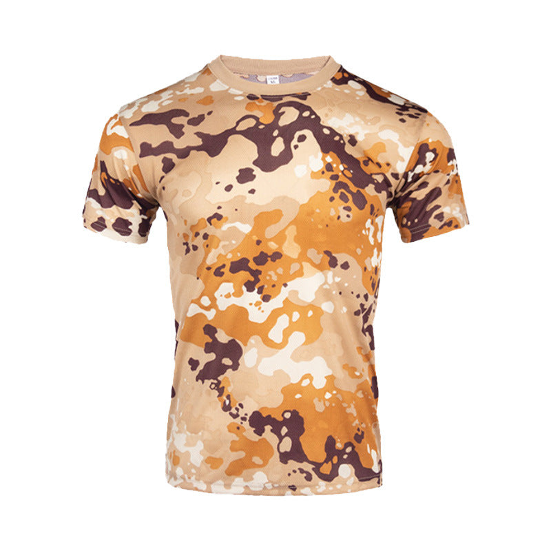 Camuflagem de camiseta de treinamento de mangas curtas de mangas curtas