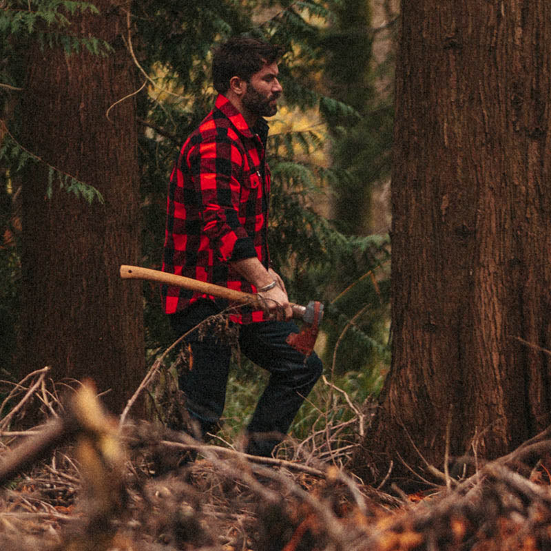 Cotton Yarn Dyed Flannel Red Plaid Men Long Sleeves Shirts