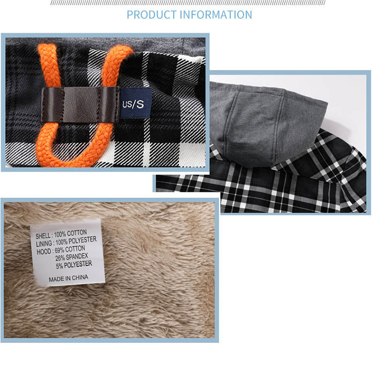 Thicken Plaid Shirt with Fleece Hooded Outdoor Plaid Jackets