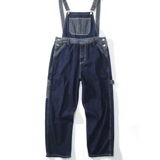 Denim Blue Workwear with Big Pockets Corduroy Overalls