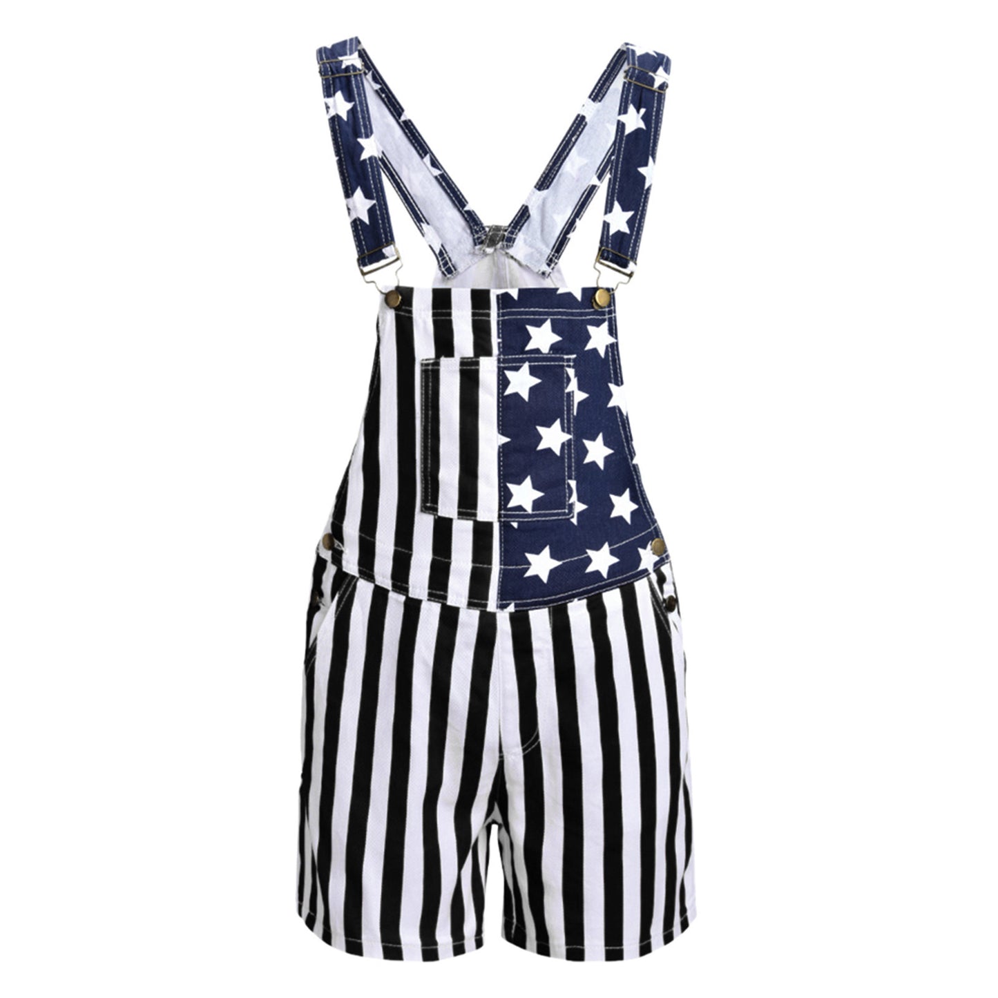 American Flag Print Shorts Overall Street Fashion