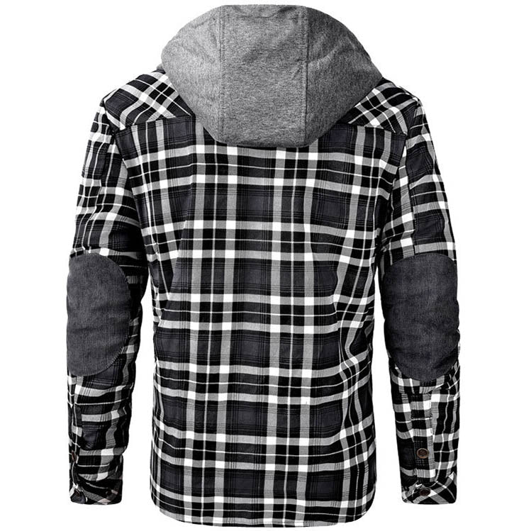 Thicken Plaid Shirt with Fleece Hooded Outdoor Plaid Jackets