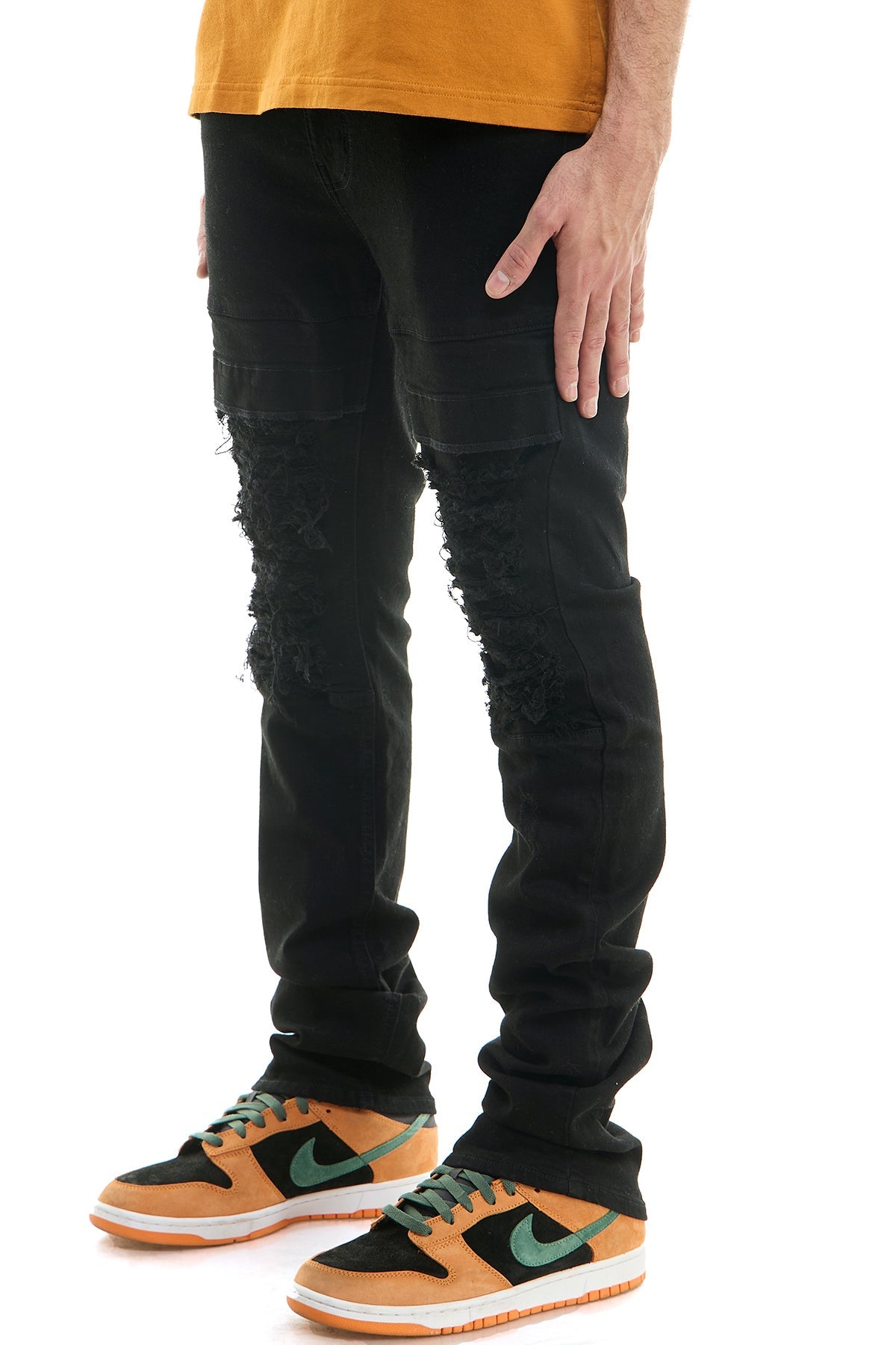 Black Men's Stacked Jeans