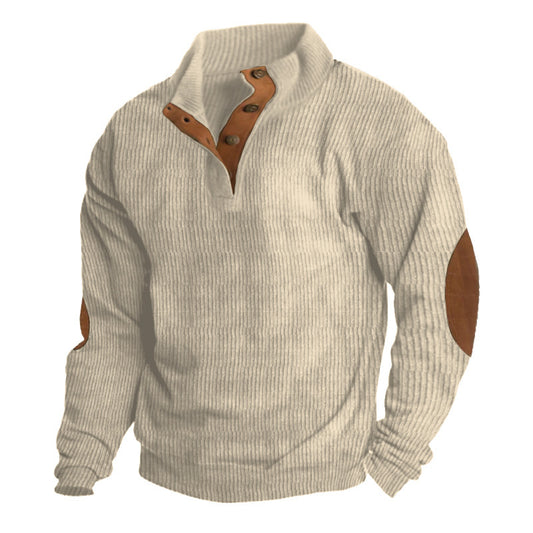 Corduroy Men Casual Long Sleeve Stand Collar Sweatshirts