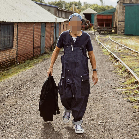 Color-matching Overalls and Suspender Denim Jumpsuits