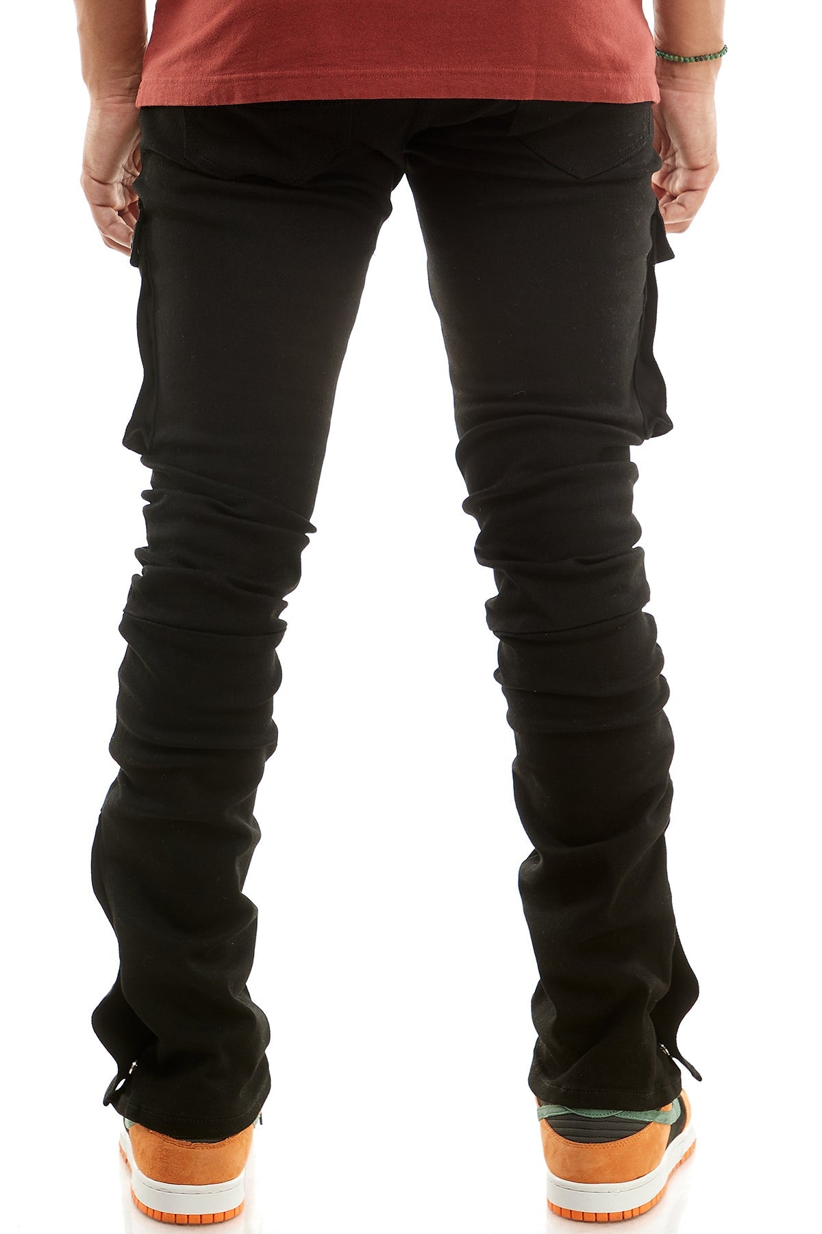 Black Stacked Snap Jeans Big Pocket Cargo Pants