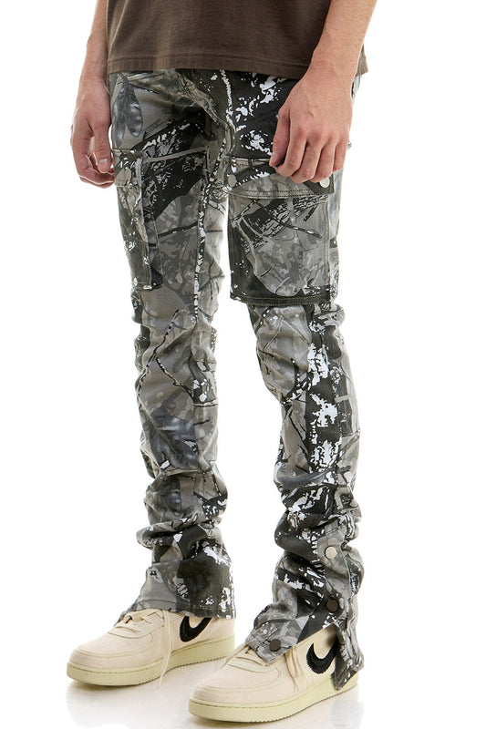 Grey Camo Skinny Flare Jeans for Men