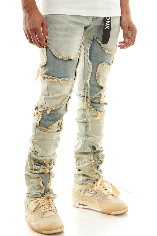 Stacked Men's Jeans With Slits At the Bottom for A Flared Look