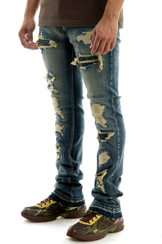 Skinny Stacked Jeans In Washed Denim