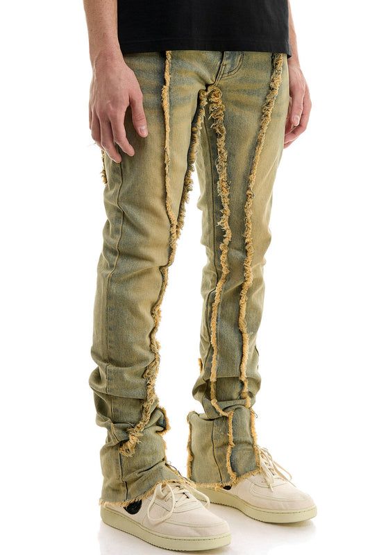 Men Stacked Jeans in Stretch Tinted Denim