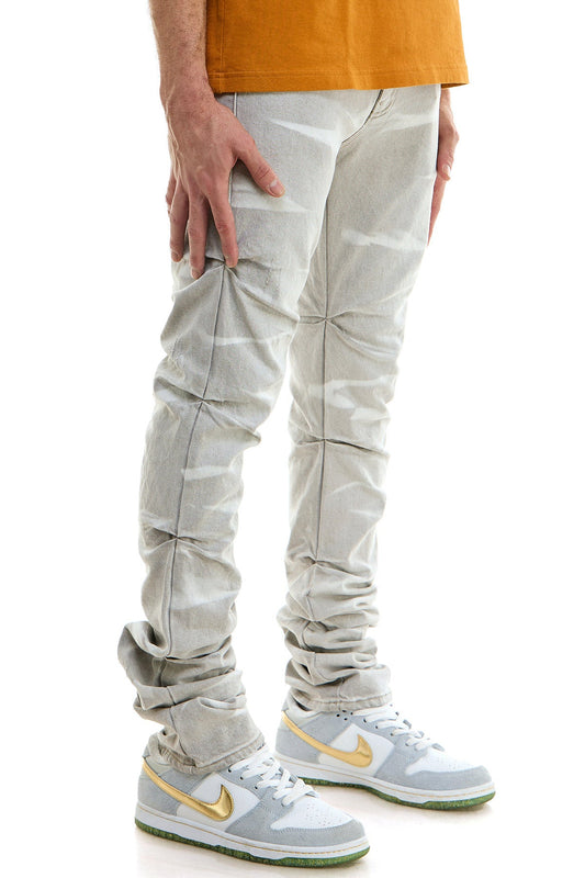 Stretch Denim stacked mens jeans in white