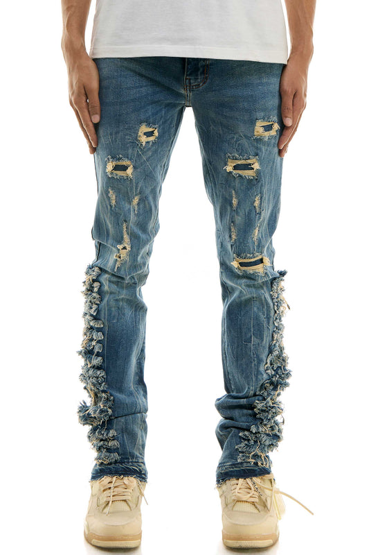 Skinny Men's Stacked Jeans in Stretch Washed Denim