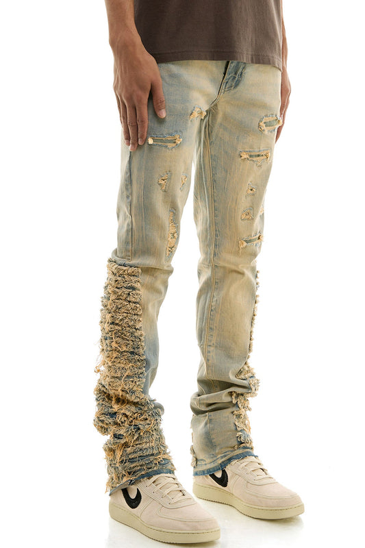 Skinny Stacked Jeans in Stretch Washed Tinted Denim for Men