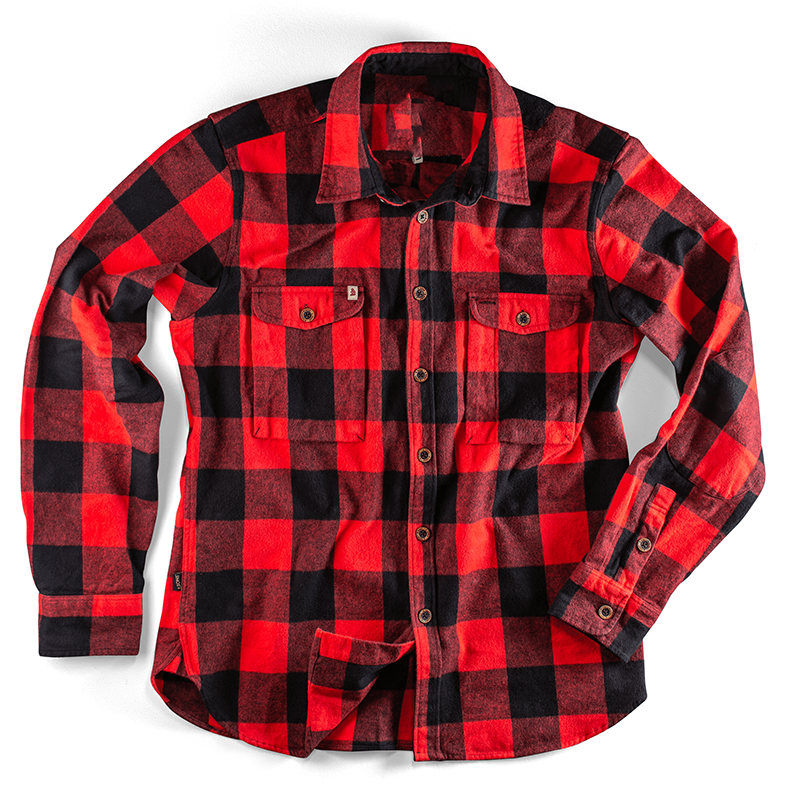 Hilo de algodón Flanela Red Red Plaid Mangas largas Camisas