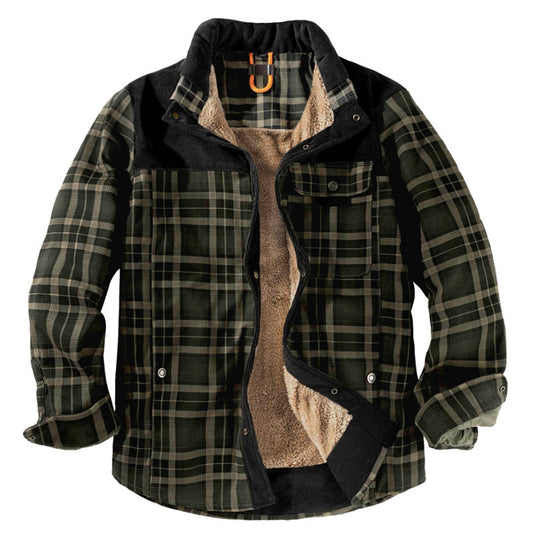 Pluspee Plaid Shirt Fleece Winter warme Baumwolljacke