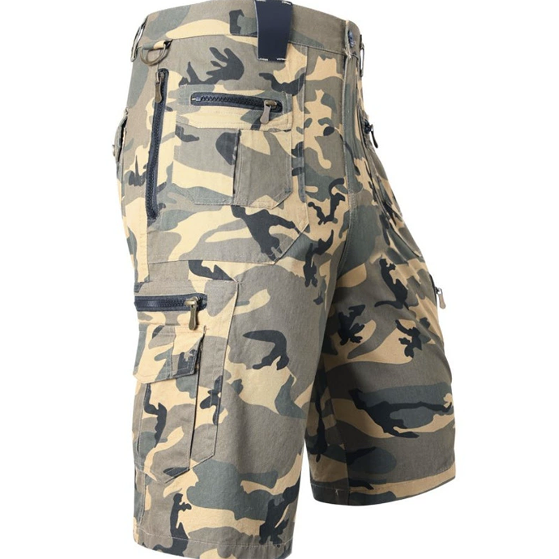 Plus Size Men's Cargo Shorts, Multi-pocket Multi-zipper Camouflage Shorts