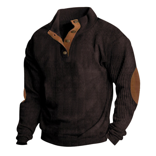 Long-sleeved Sweatshirt with Stand-up Collar Corduroy for Men