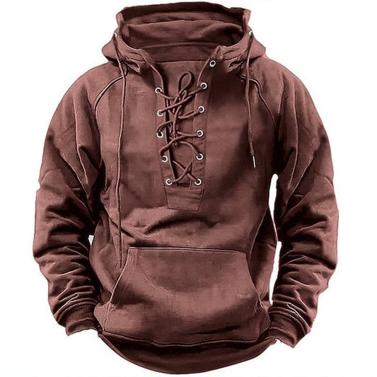 Vintage Hooded Long-sleeved T-shirt Solid Color Sweatshirts