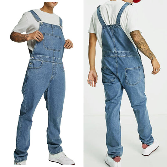 Light Blue Denim Big Pockets Men's Overalls Workwear