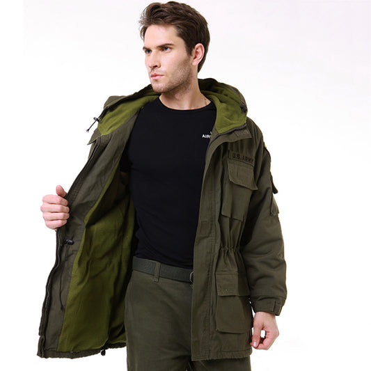 Militärischer Stil langer Abschnitt verdicken Fleece -Windbreaker für Männer