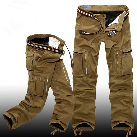 Casual Pockets Thicken Warm Winter Men's Cargo Pants - KINGEOUS