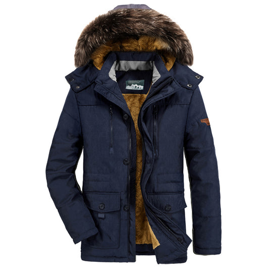 Herren plus samtig dicke Baumwoll lange Jacke