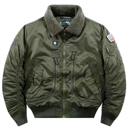 Air Force Aviator Freizeitpelzkragen Revers Ausnehmbarer Herren -Baumwolljacke