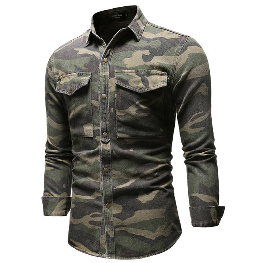 Camuflando ao ar livre camisa de manga longa masculina