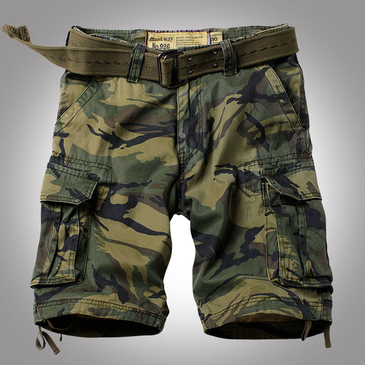 Lässige losen Camo -Baumwoll -Herren Shorts