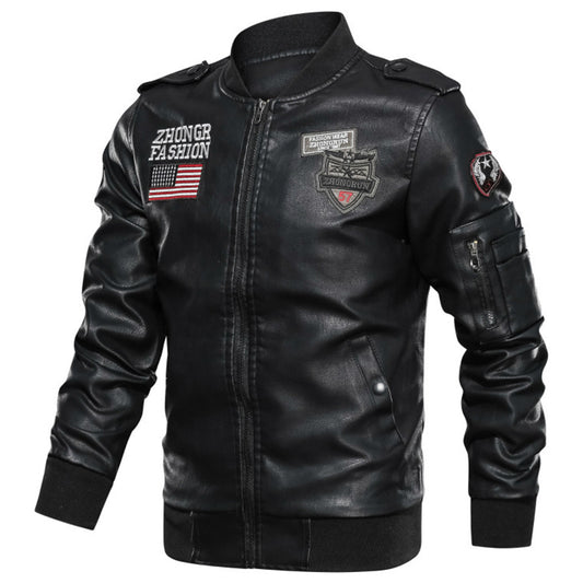 Chaqueta de vuelo masculina de béisbol de bordado casual