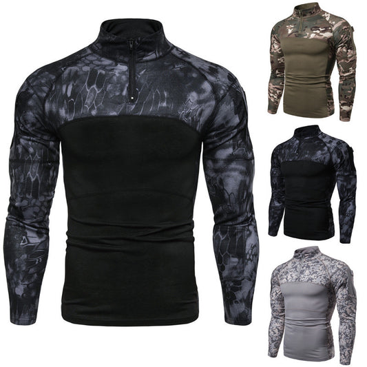 Camiseta de camuflaje para hombres con cremallera al aire libre