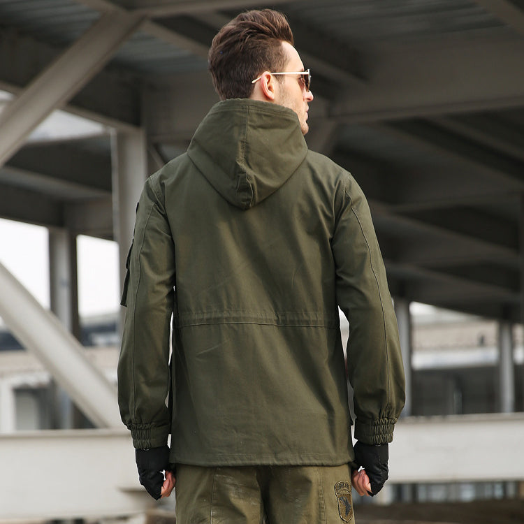 Hooded military jacket discount mens