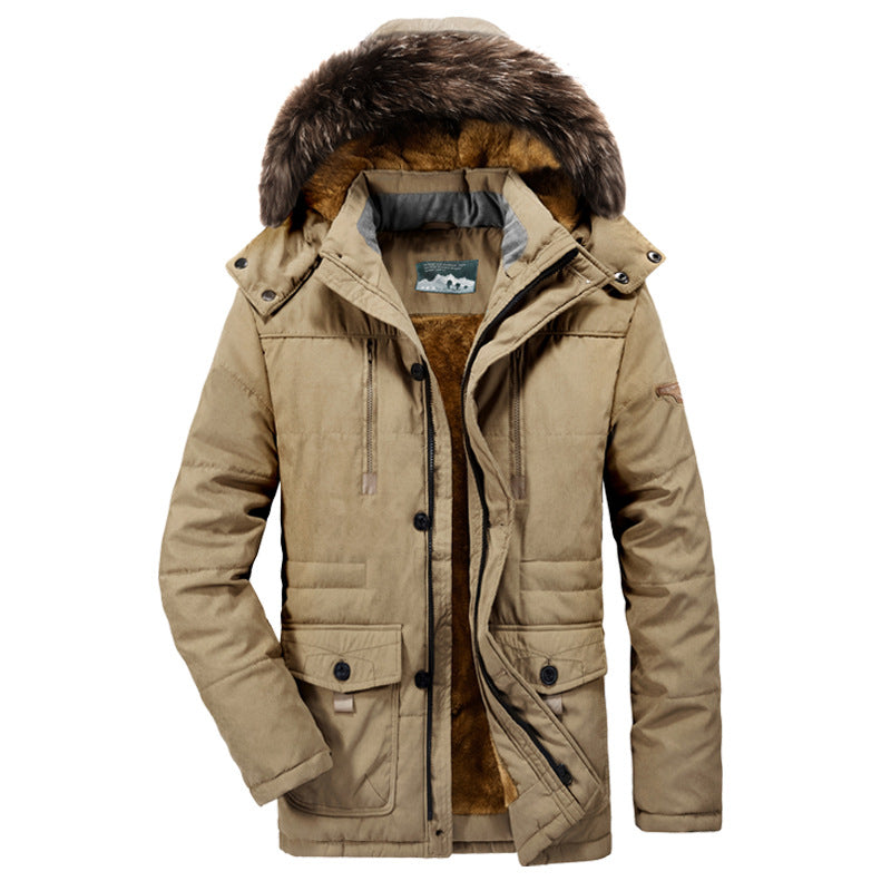 Herren plus samtig dicke Baumwoll lange Jacke