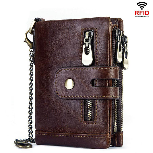 RFID 100% Genuine Leather Coin Purse Card Men's Wallet