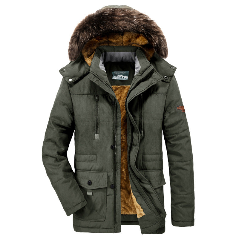 Herren plus samtig dicke Baumwoll lange Jacke