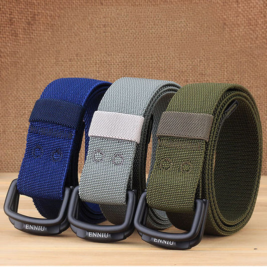 Casual Nylon Double Buckle Elastic Adjustable Belt - KINGEOUS