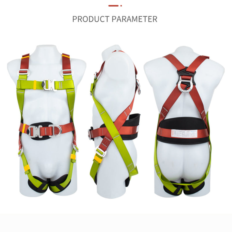 Outdoor Fall Protection Safety Harness Back Padded Internal Shock Absorbing Landyard Hook