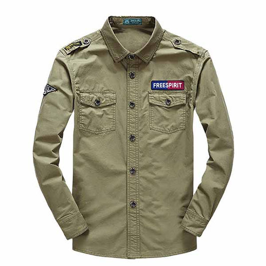 Military Style Epaulette Design Men's Cargo Shirt