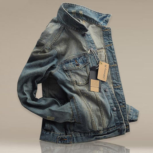 Fashion Retro Old Denim Men's Chaqueta